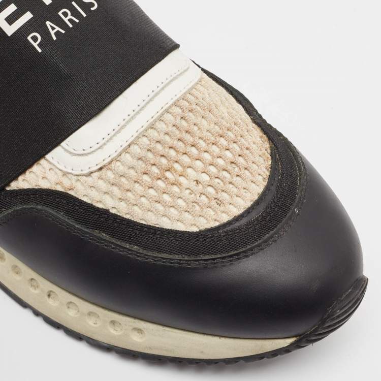 Pre Owned Givenchy Black/White Leather and Mesh Runner Active Sneakers Size 44