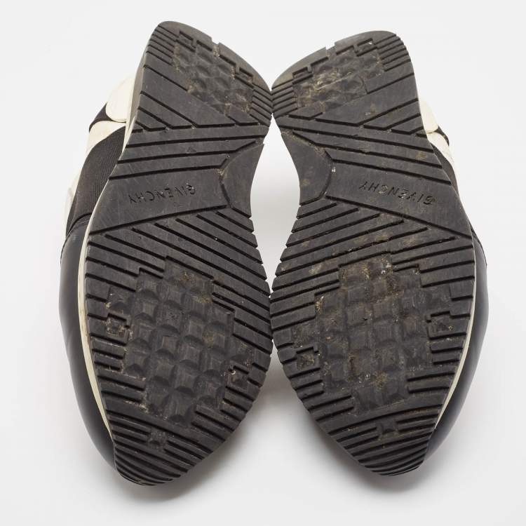 Pre Owned Givenchy Black/White Leather and Mesh Runner Active Sneakers Size 44