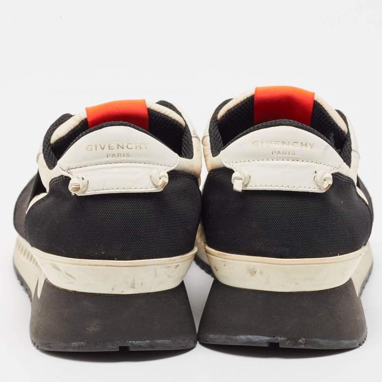 Pre Owned Givenchy Black/White Leather and Mesh Runner Active Sneakers Size 44