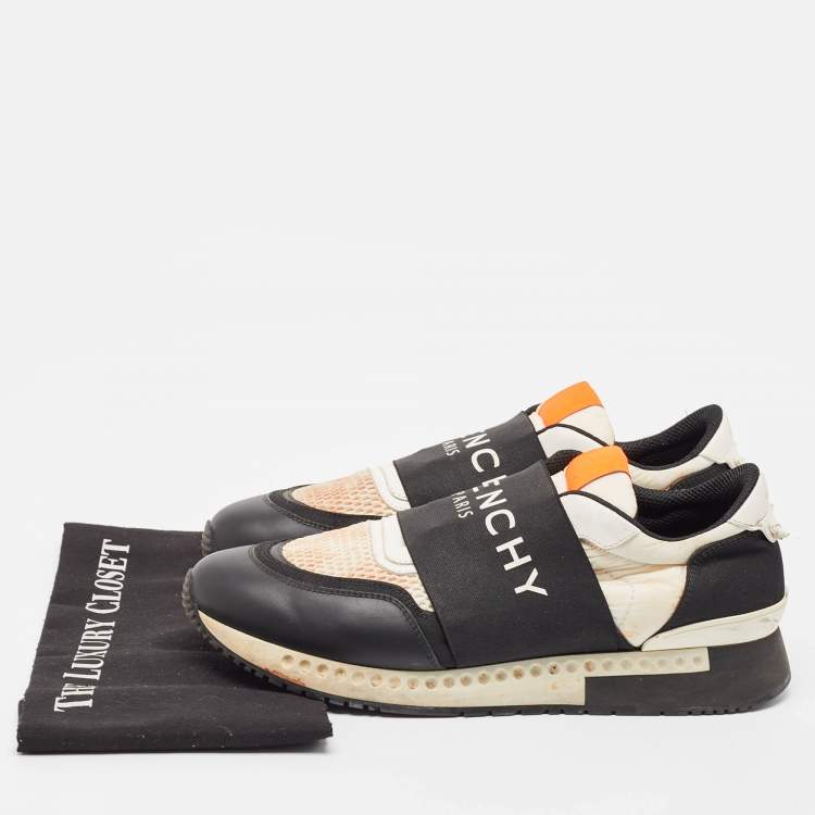 Pre Owned Givenchy Black/White Leather and Mesh Runner Active Sneakers Size 44