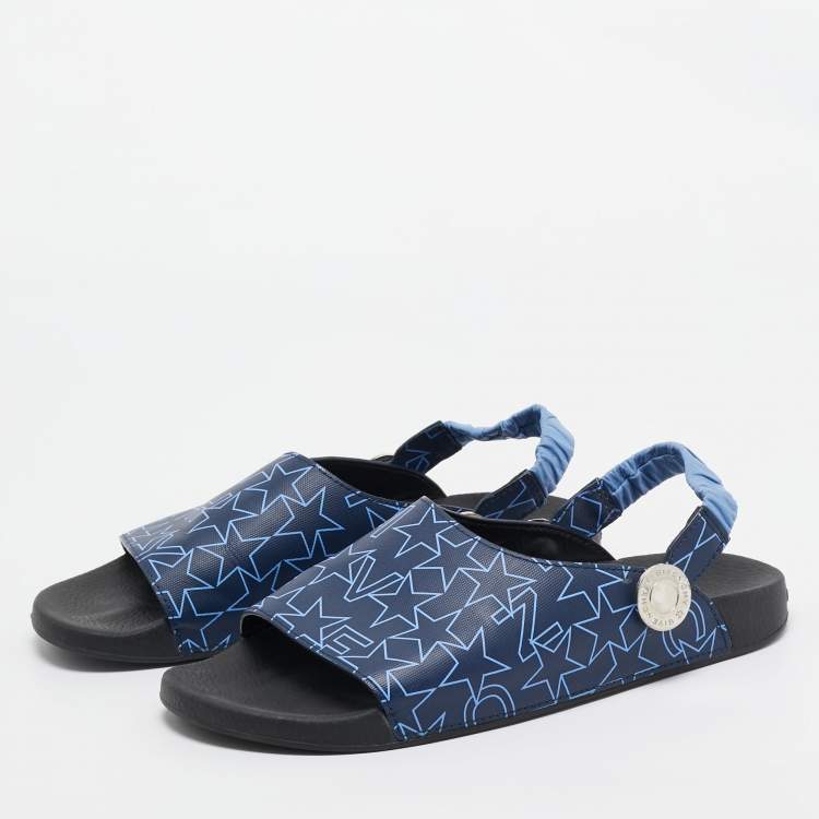 Pre Owned Givenchy Blue Canvas Slingback Flat Sandals Size 43