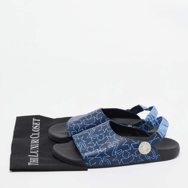 Pre Owned Givenchy Blue Canvas Slingback Flat Sandals Size 43