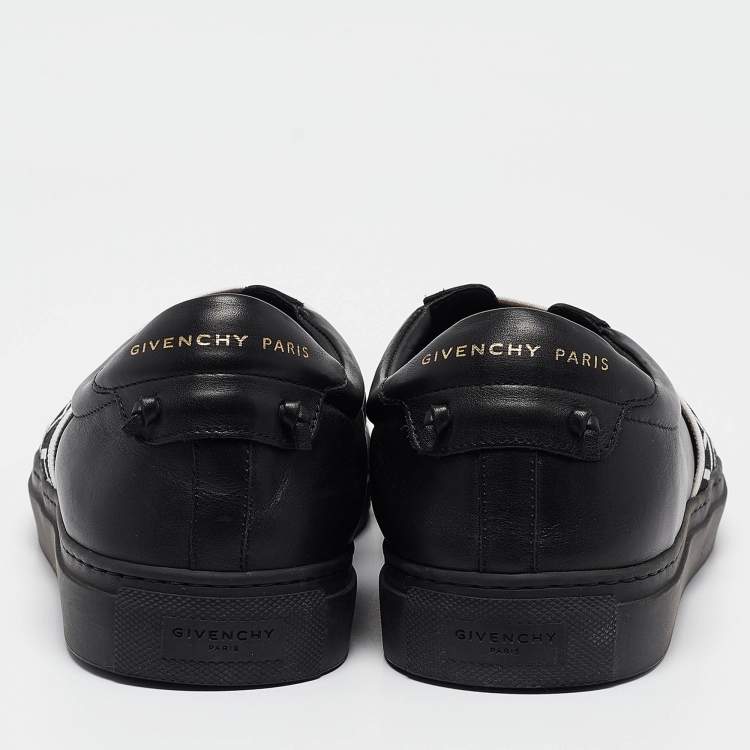 Pre Owned Givenchy Black Leather 4G Webbing Detail Low Top Sneakers Size 42