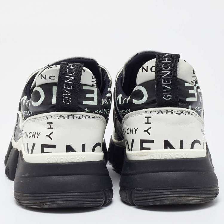 Pre Owned Givenchy Black/White Logo Print Leather Jaw Sneakers Size 41