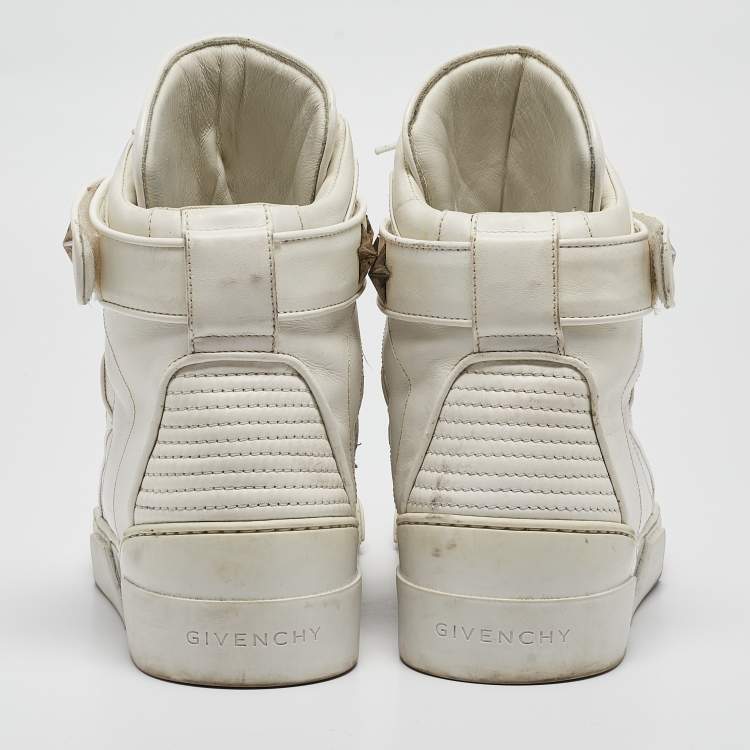 Pre Owned Givenchy White Leather Tyson High Top Sneakers Size 44