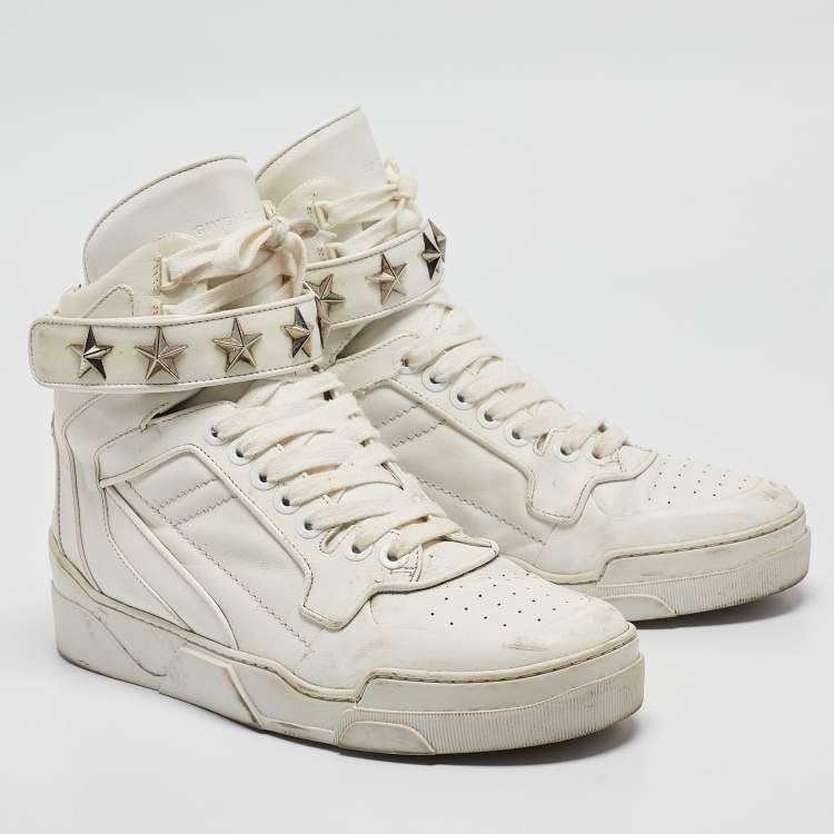 Pre Owned Givenchy White Leather Tyson High Top Sneakers Size 44