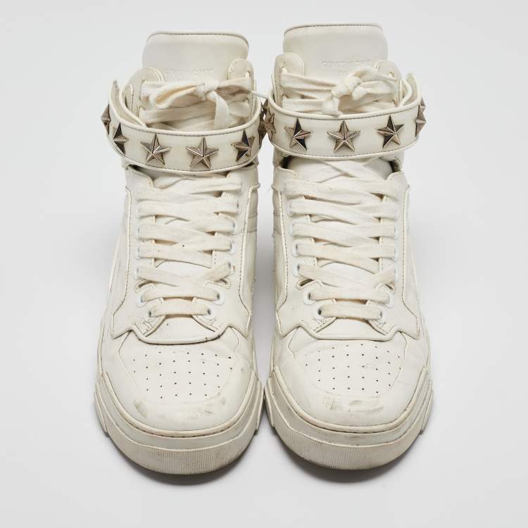 Pre Owned Givenchy White Leather Tyson High Top Sneakers Size 44