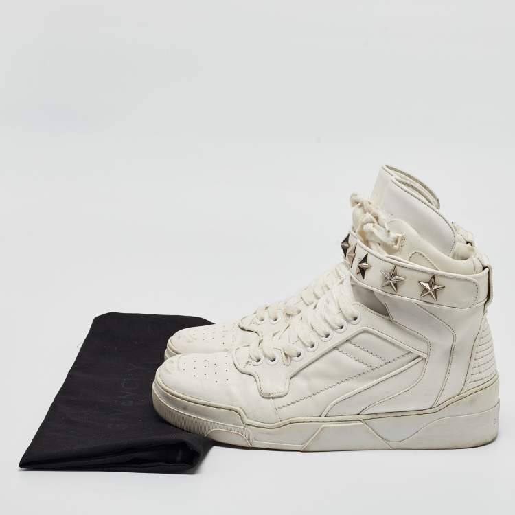 Pre Owned Givenchy White Leather Tyson High Top Sneakers Size 44