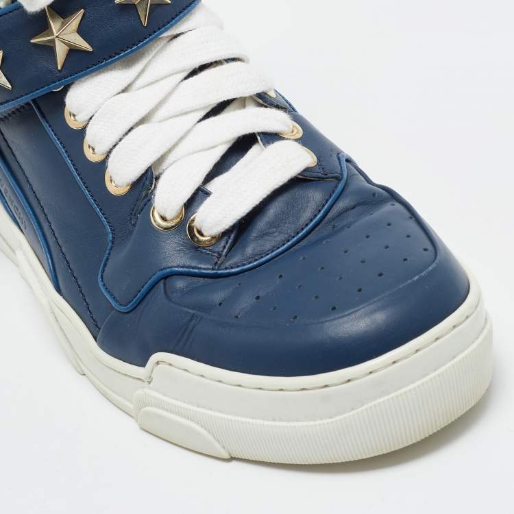 Pre Owned Givenchy Blue Leather Tyson High Top Sneakers Size 44