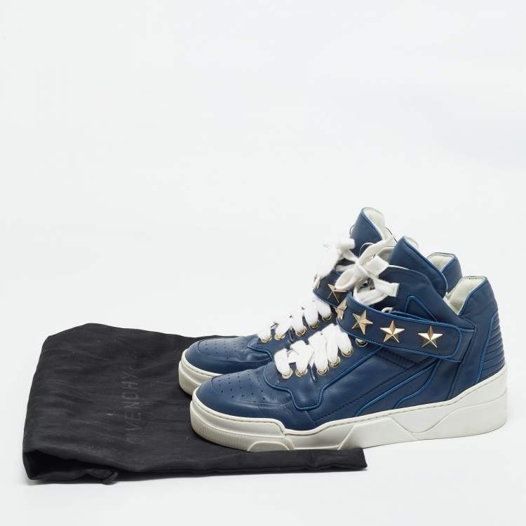 Pre Owned Givenchy Blue Leather Tyson High Top Sneakers Size 44