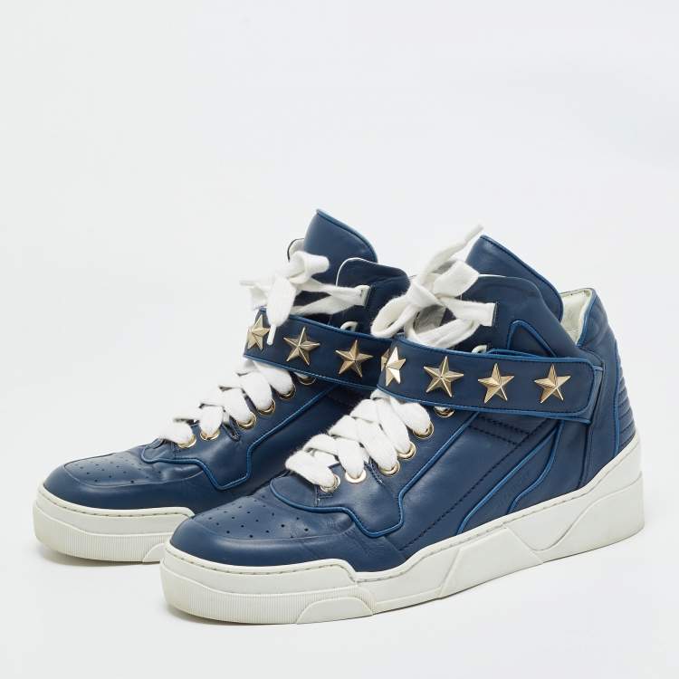Pre Owned Givenchy Blue Leather Tyson High Top Sneakers Size 44