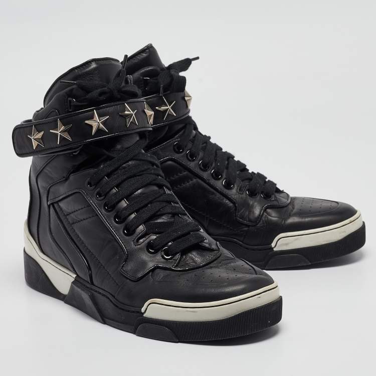 Pre Owned Givenchy Black Leather Tyson High Top Sneakers Size 44