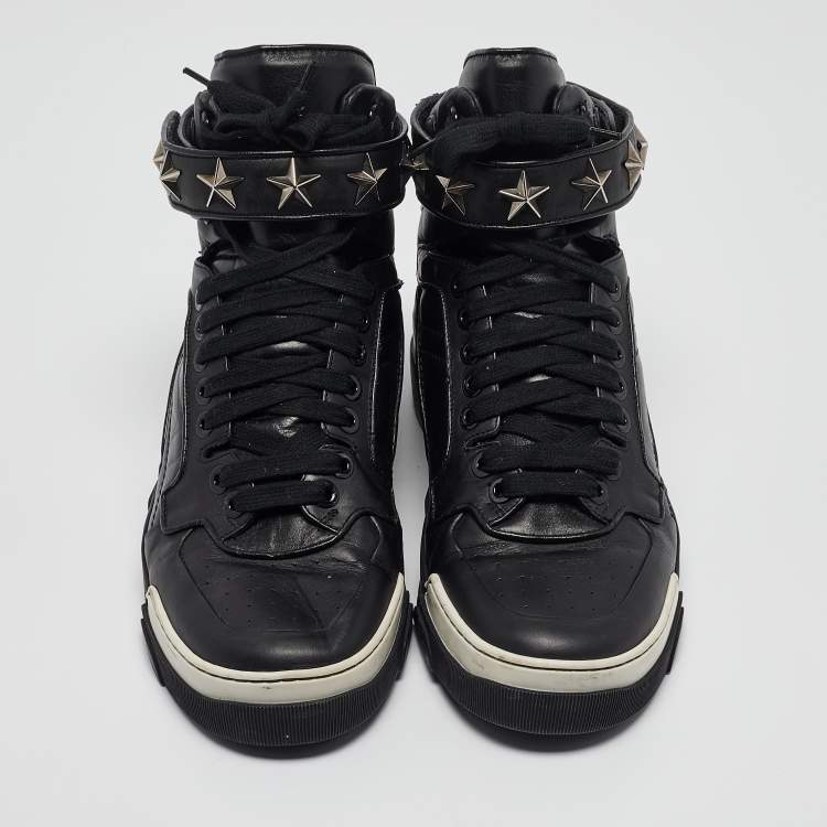 Pre Owned Givenchy Black Leather Tyson High Top Sneakers Size 44