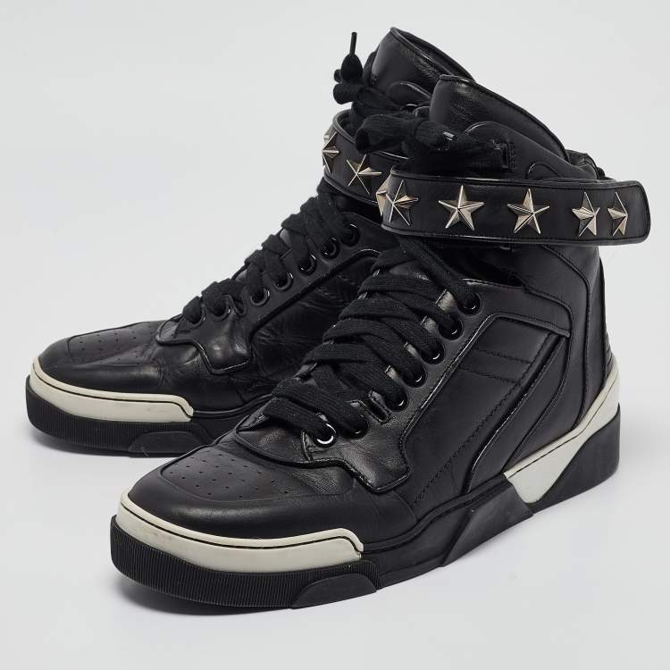 Pre Owned Givenchy Black Leather Tyson High Top Sneakers Size 44