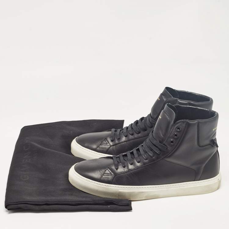 Pre Owned Givenchy Black Leather Urban Street High Top Sneakers Size 43