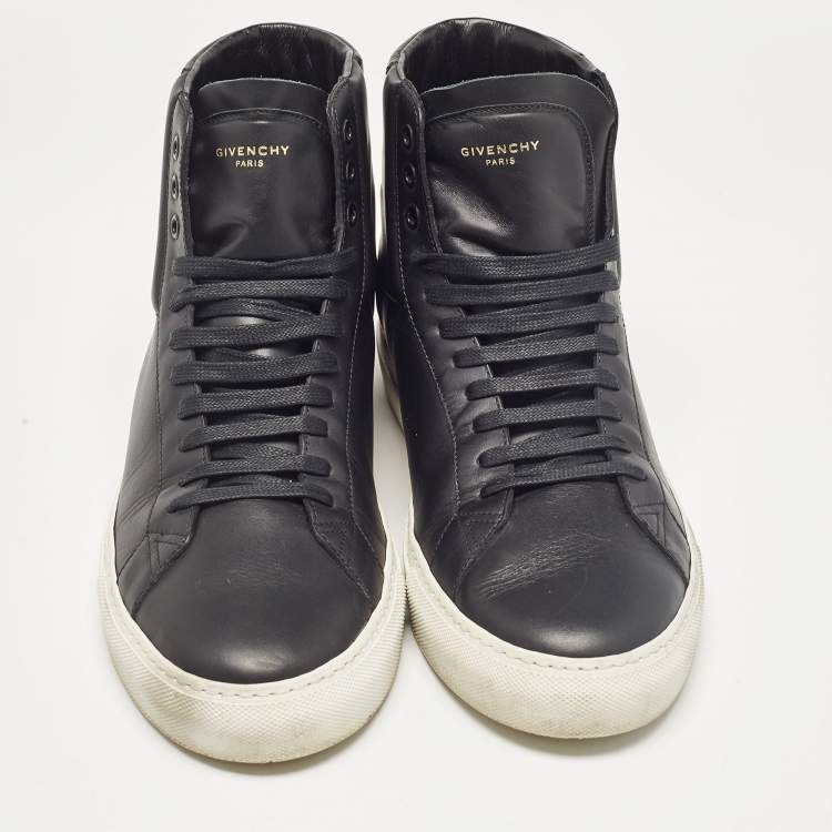 Pre Owned Givenchy Black Leather Urban Street High Top Sneakers Size 43