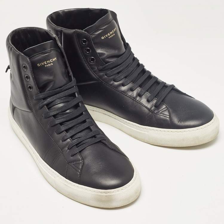 Pre Owned Givenchy Black Leather Urban Street High Top Sneakers Size 43
