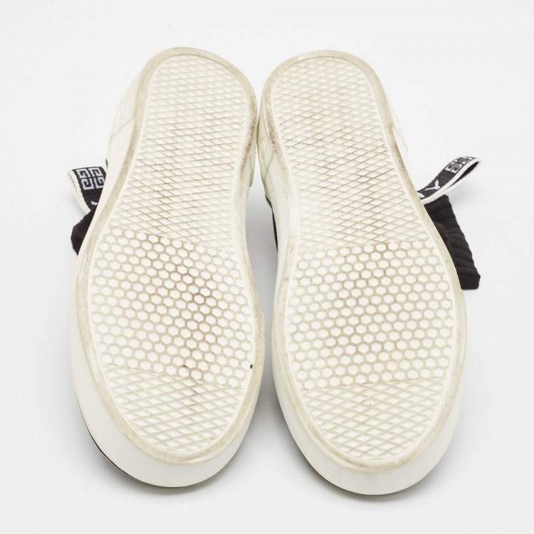 Pre Owned Givenchy Black/White Knit Fabric George V Slip On Sneakers Size 39