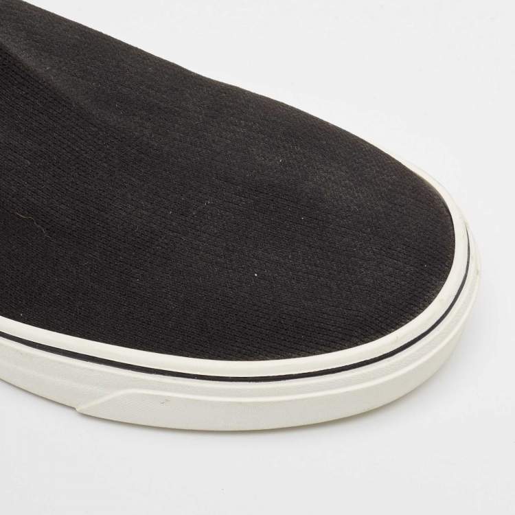 Pre Owned Givenchy Black/White Knit Fabric George V Slip On Sneakers Size 39