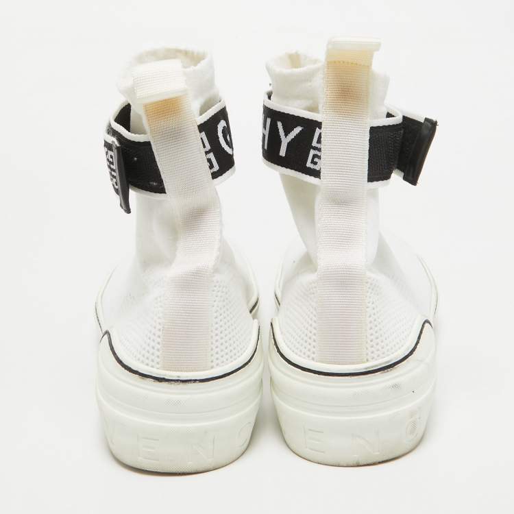 Pre Owned Givenchy White Knit Fabric High Top Sneakers Size 44