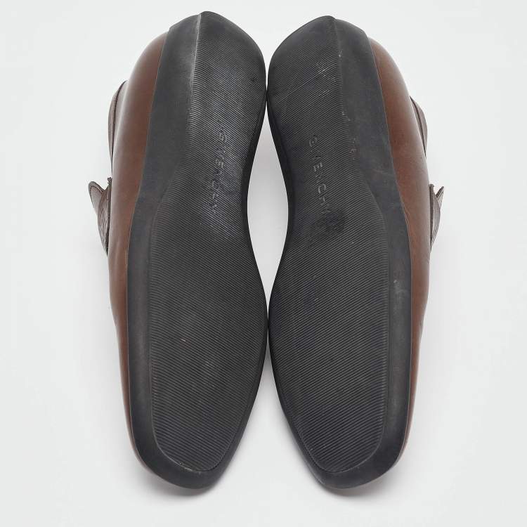 Pre Owned Givenchy Brown Leather Slip On Loafers Size 42