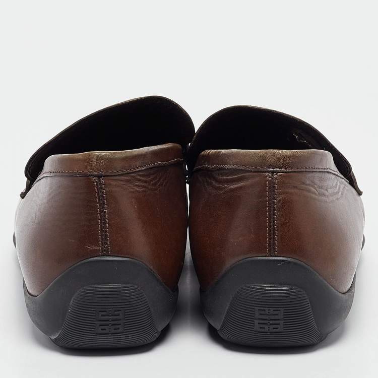 Pre Owned Givenchy Brown Leather Slip On Loafers Size 42