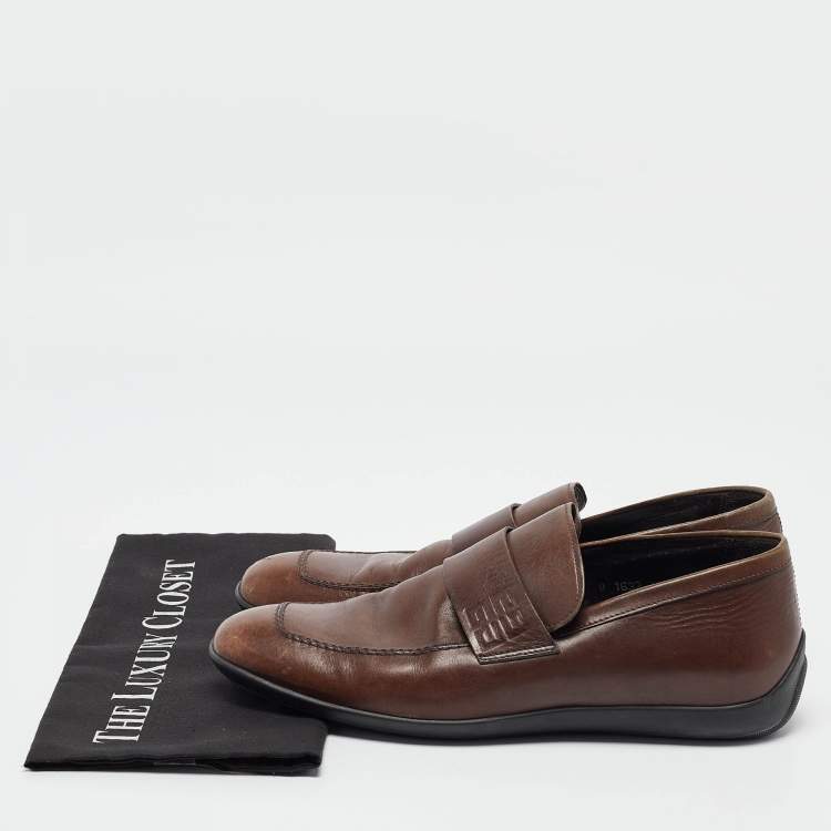 Pre Owned Givenchy Brown Leather Slip On Loafers Size 42