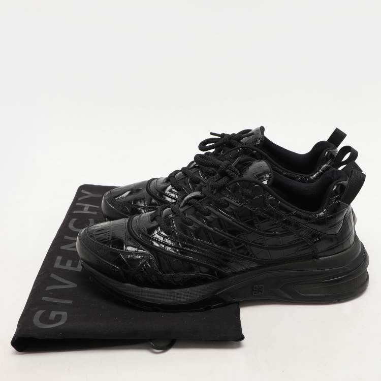 Pre Owned Givenchy Black Croc Embossed Leather GIV 1 Low Top Sneakers Size 41