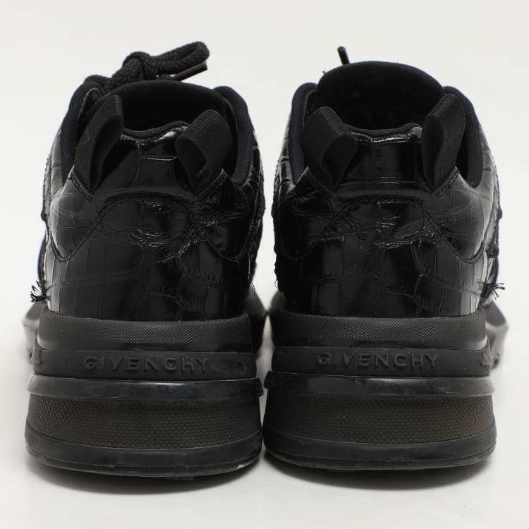 Pre Owned Givenchy Black Croc Embossed Leather GIV 1 Low Top Sneakers Size 41