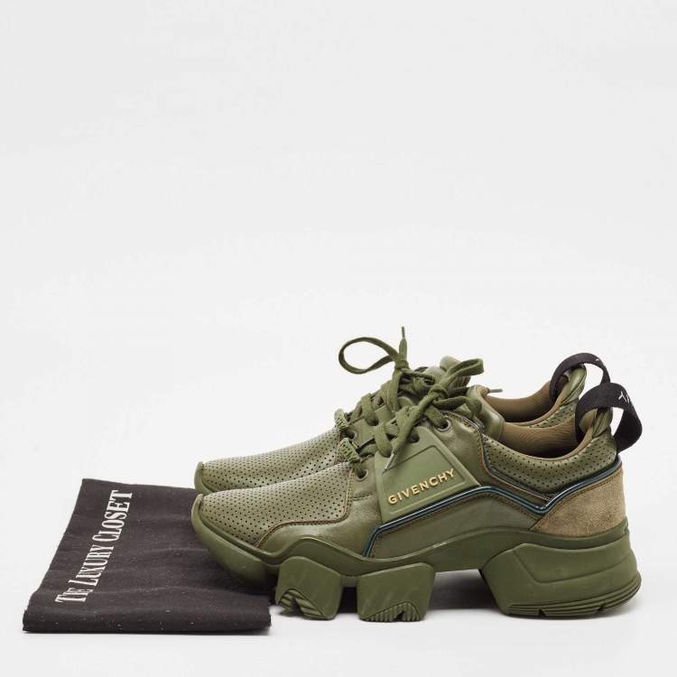 Pre Owned Givenchy Green Leather Jaw Low Top Sneakers Size 41