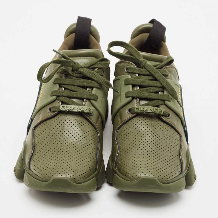 Pre Owned Givenchy Green Leather Jaw Low Top Sneakers Size 41