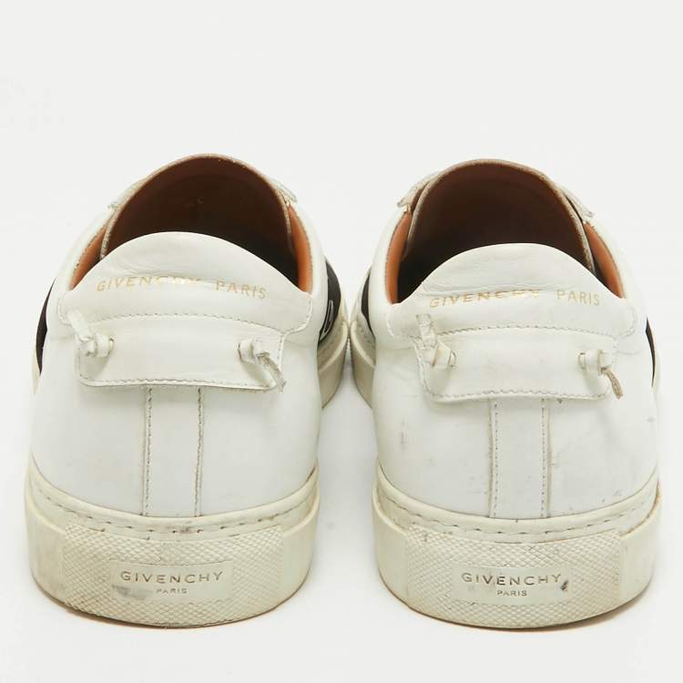 Pre Owned Givenchy Black/White Leather Urban Street Logo Slip On Sneakers Size 45