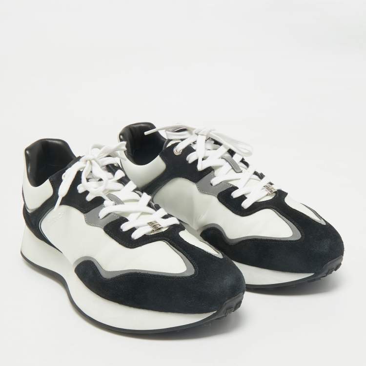 Pre Owned Givenchy White/Black Nylon and Suede GIV Runner Sneakers Size 45
