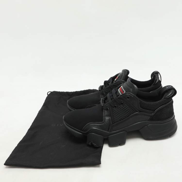 Pre Owned Givenchy Black Leather and Mesh Jaw Low Top Sneakers Size 44