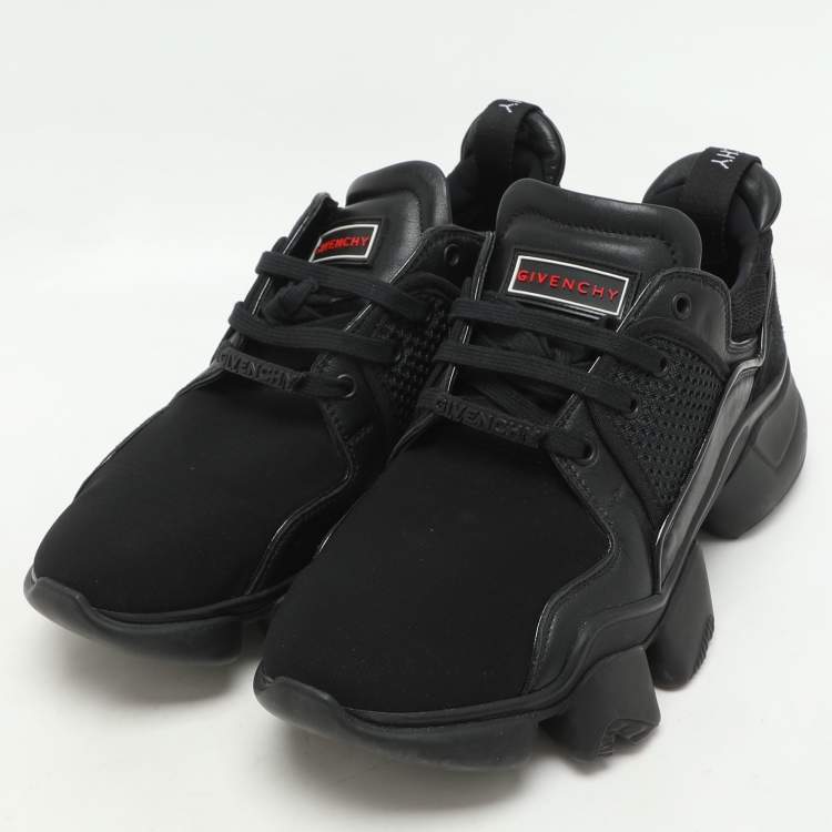 Pre Owned Givenchy Black Leather and Mesh Jaw Low Top Sneakers Size 44