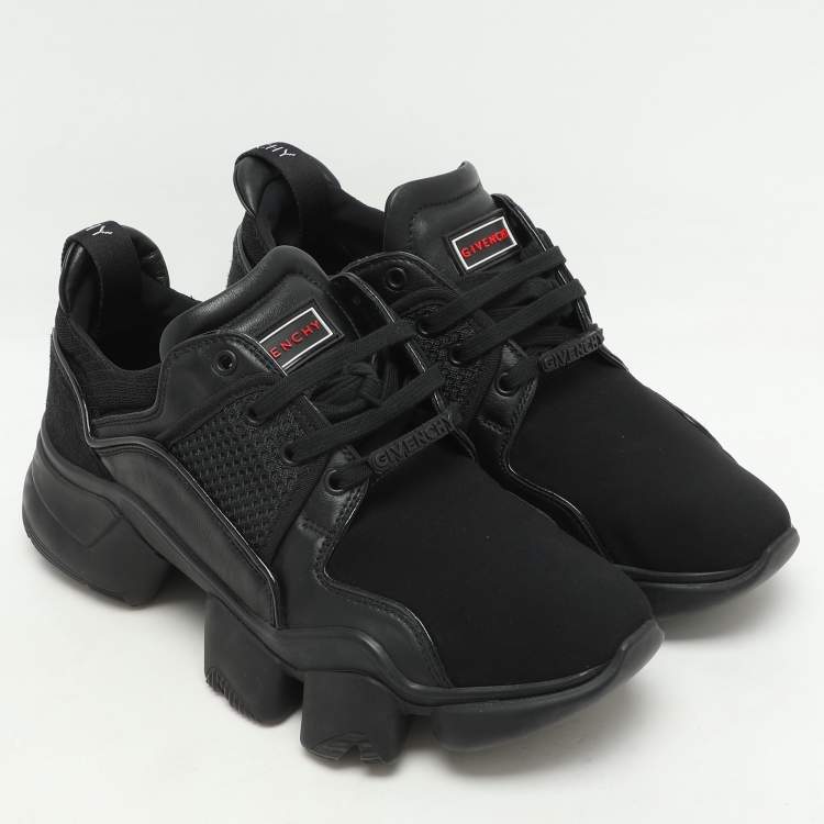 Pre Owned Givenchy Black Leather and Mesh Jaw Low Top Sneakers Size 44