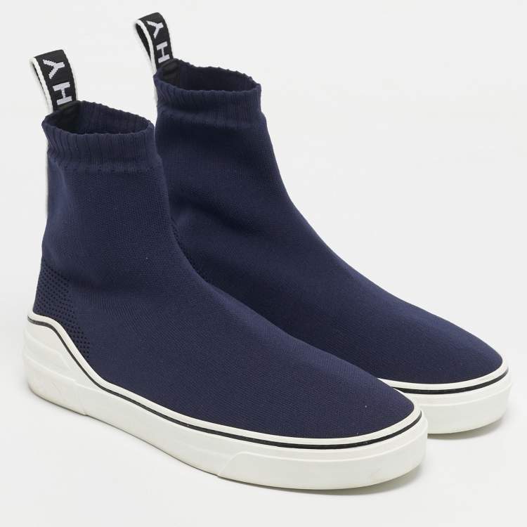 Pre Owned Givenchy Navy Blue Knit Fabric George V Sneakers Size 41