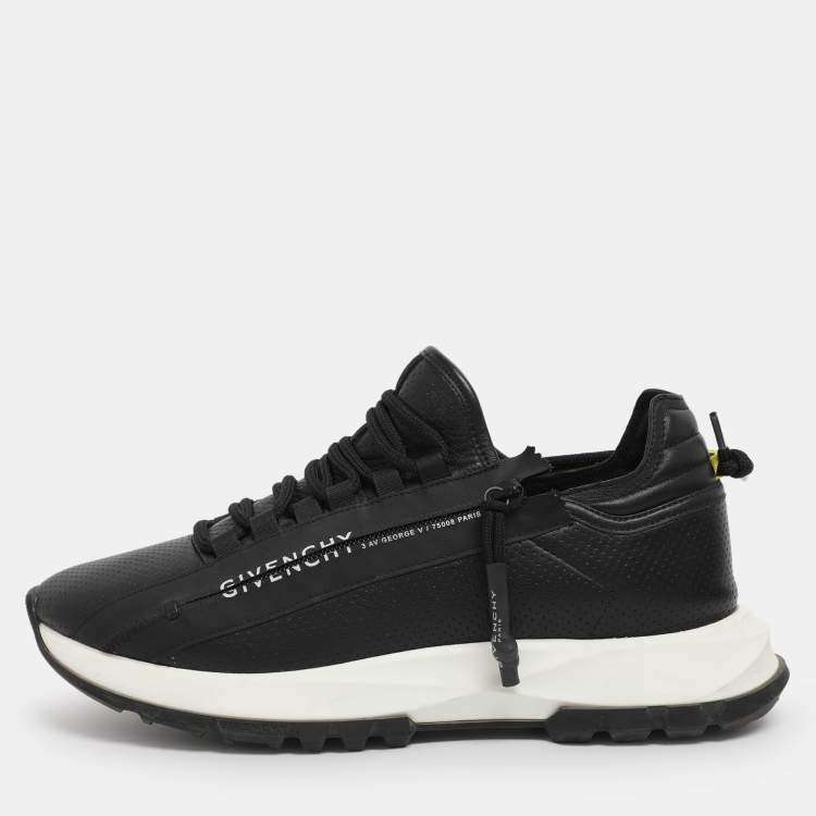 Pre Owned Givenchy Black Perforated Leather Spectre Zip Low-Top Sneakers Size 40