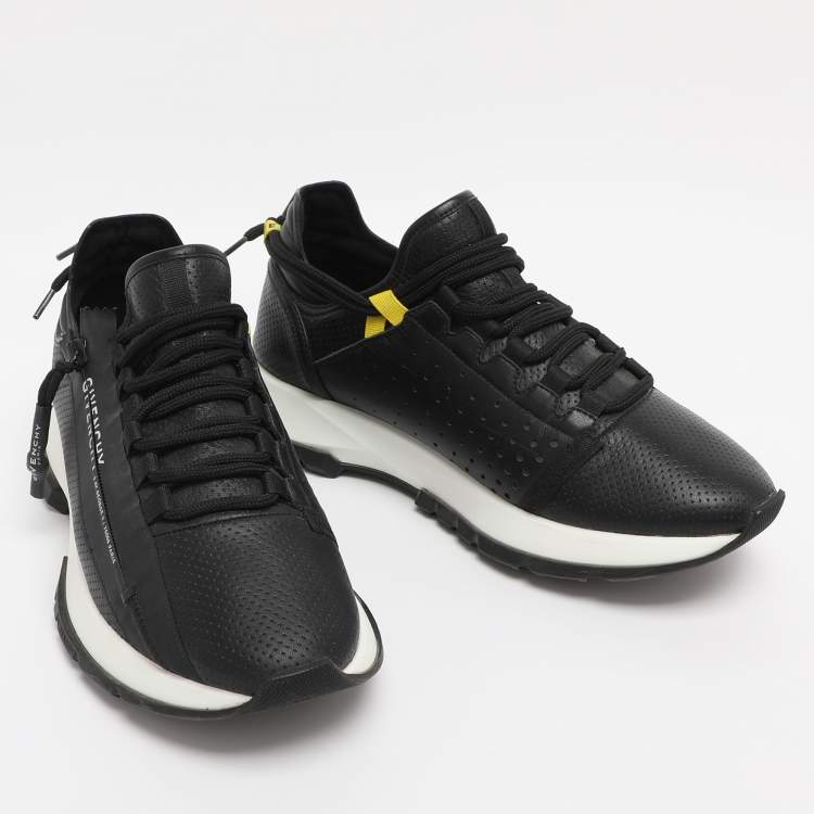 Pre Owned Givenchy Black Perforated Leather Spectre Zip Low-Top Sneakers Size 40