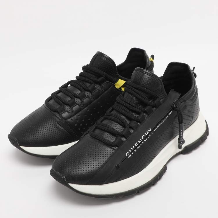 Pre Owned Givenchy Black Perforated Leather Spectre Zip Low-Top Sneakers Size 40