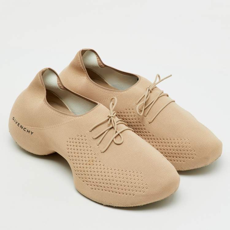Pre Owned Givenchy Beige Knit Fabric TK-360 Lace Up Sneakers Size 42