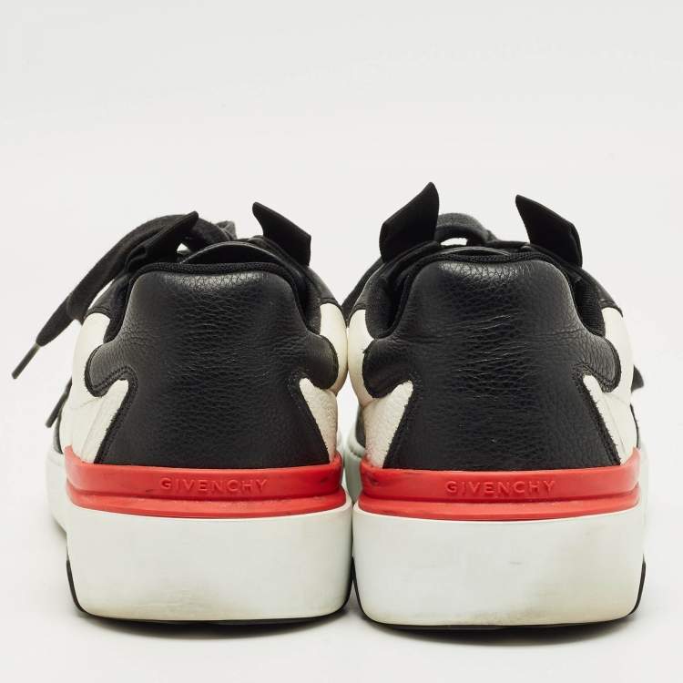Pre Owned Givenchy White/Black Leather Runner Lace-Up Sneakers Size 43