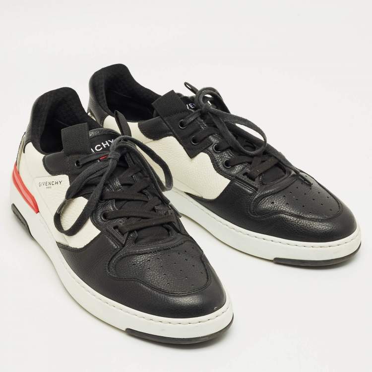Pre Owned Givenchy White/Black Leather Runner Lace-Up Sneakers Size 43