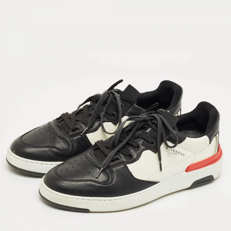 Pre Owned Givenchy White/Black Leather Runner Lace-Up Sneakers Size 43