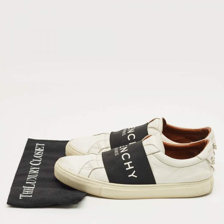 Pre Owned Givenchy White/Black Leather Urban Street Slip On Sneakers Size 42