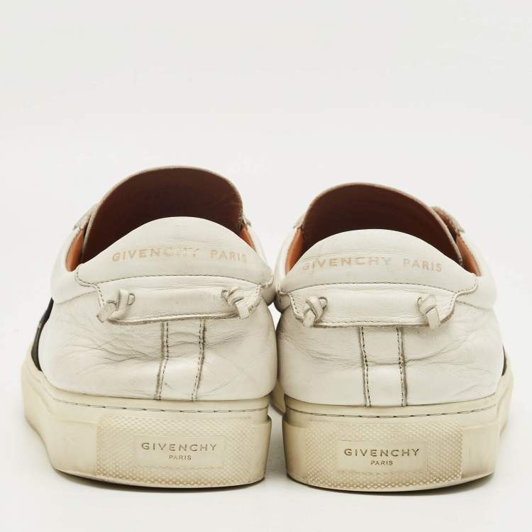 Pre Owned Givenchy White/Black Leather Urban Street Slip On Sneakers Size 42
