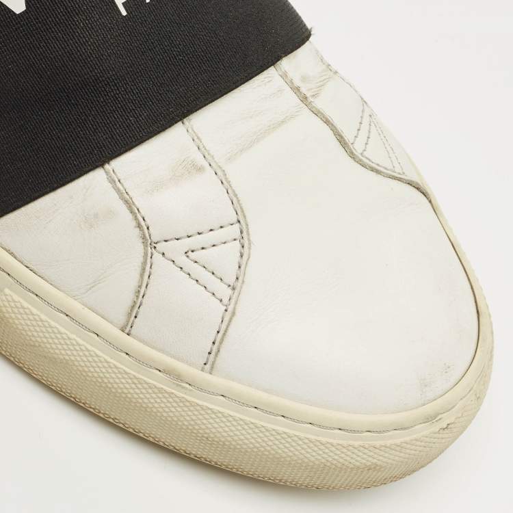 Pre Owned Givenchy White/Black Leather Urban Street Slip On Sneakers Size 42