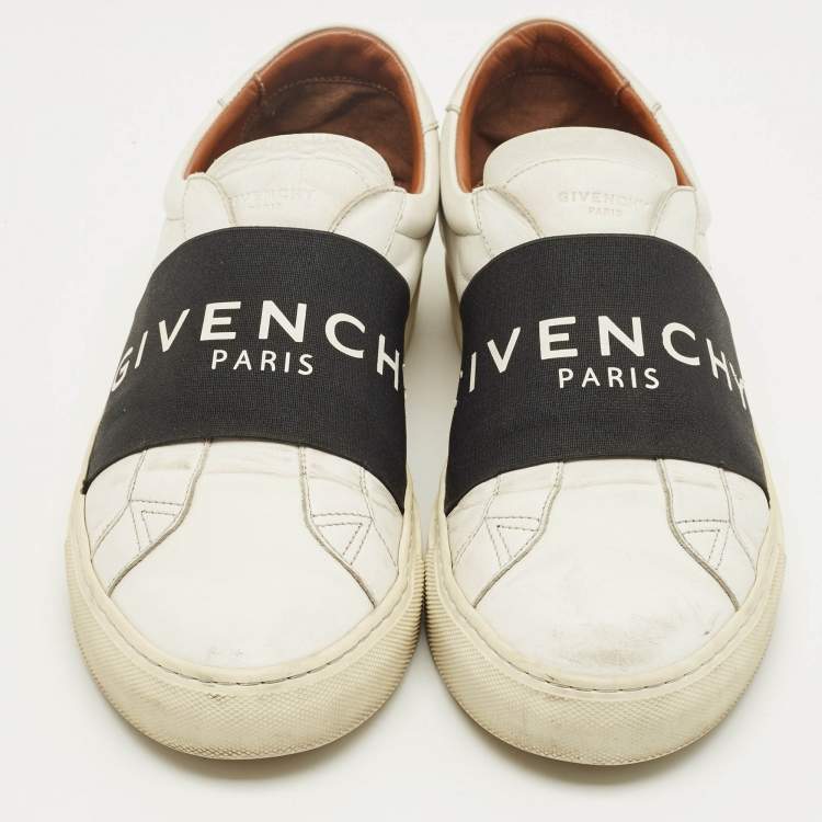 Pre Owned Givenchy White/Black Leather Urban Street Slip On Sneakers Size 42