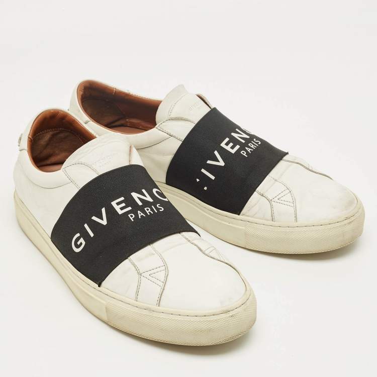 Pre Owned Givenchy White/Black Leather Urban Street Slip On Sneakers Size 42