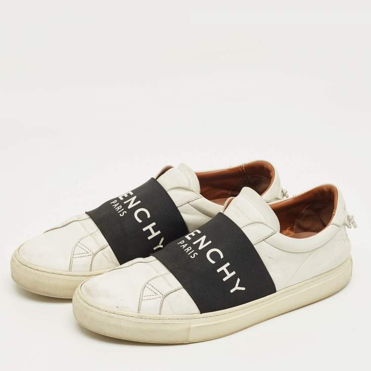 Pre Owned Givenchy White/Black Leather Urban Street Slip On Sneakers Size 42